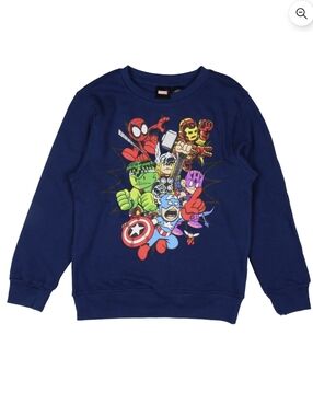 Marvel Kids Navy Blue Superhero Character Crewneck Sweatshirt